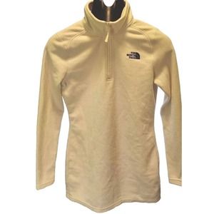 Womens The North Face Long Sleeve Pullover Fleece 1/4 Zip size M Off White Shirt